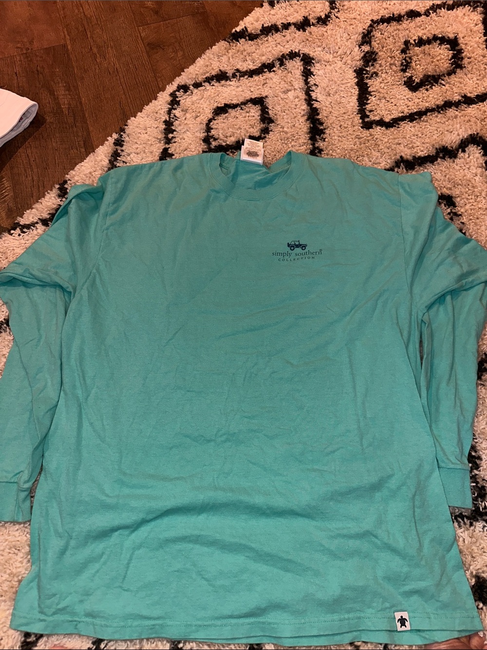 Simply Southern women’s Long Sleeve Tee in Teal/green Blue